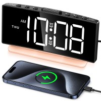 EOIWUY Digital Alarm Clock, [Large Display] Alarm Clocks Bedside with Curved Design, 3-Level Volume & 7 Color Night Light, USB Powered LED Clock for Bedroom/Heavy Sleepers, Snooze, Dual Alarm, 12/24H